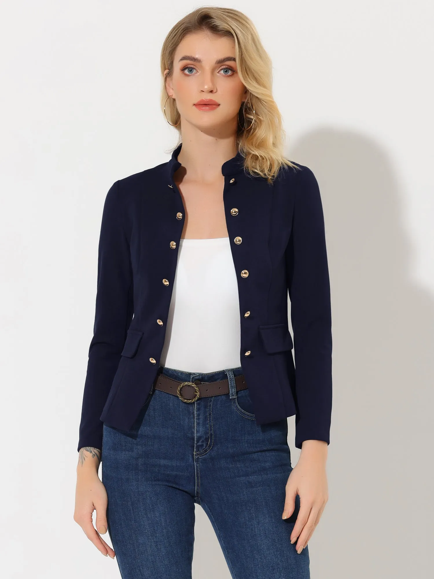 Open Front Blazers Casual Long Sleeve Buttons Office Suit Jacket sold by Allegra K