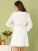 Vintage Ruffled Tie Neck Semi-Sheer A-Line Textured Mini Dress sold by Allegra K