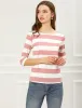 Striped 3/4 Sleeve Casual Basic Boat Neck T-shirt sold by Allegra K
