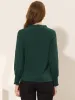 Office Shirt V Neck Smocked Long Sleeve Solid Chiffon Blouse sold by Allegra K