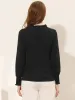 Office Shirt V Neck Smocked Long Sleeve Solid Chiffon Blouse sold by Allegra K