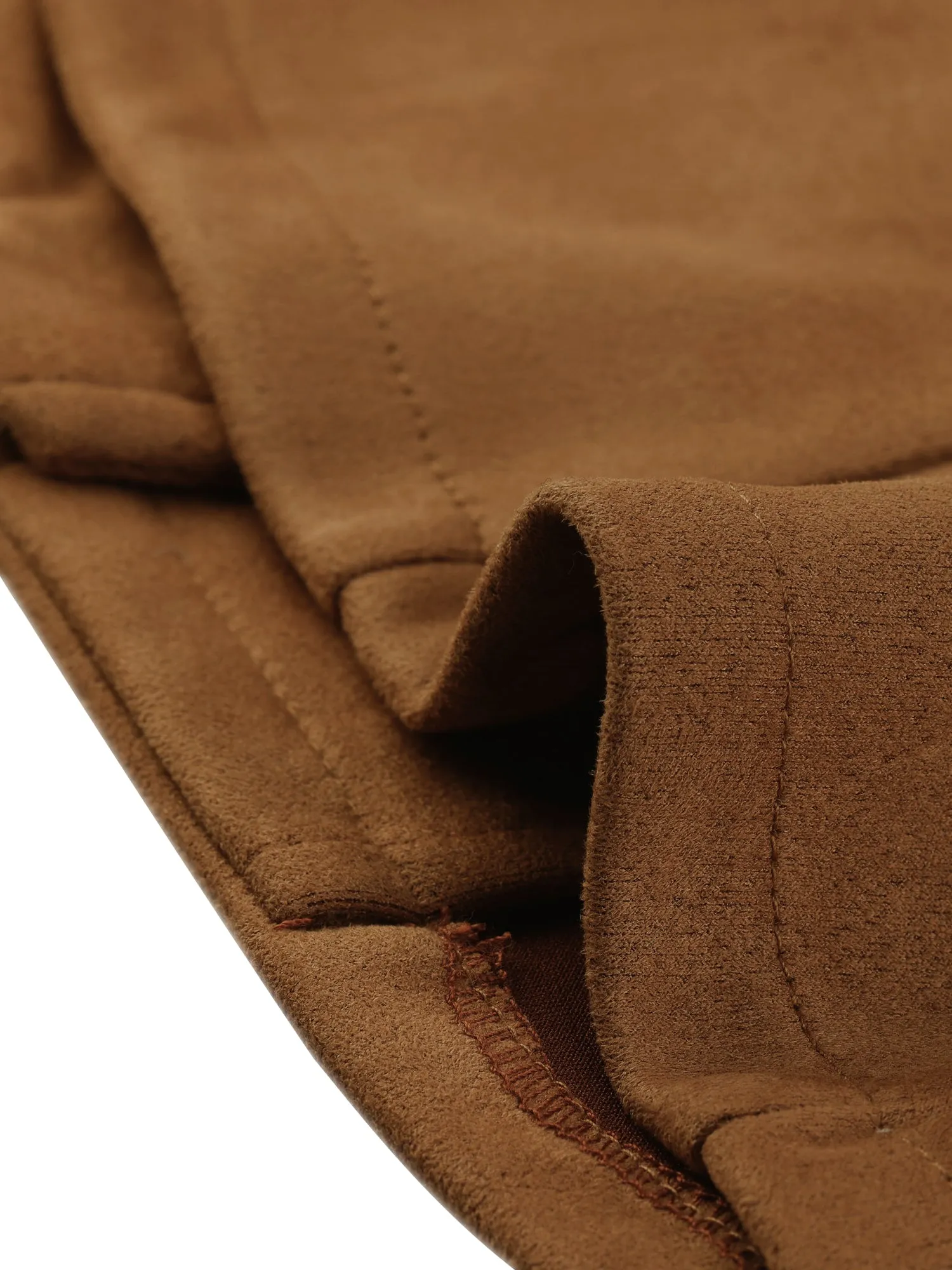 Cropped Long Sleeve Double Breasted Zip Up Faux Suede Jacket sold by Allegra K product image thumbnail 4