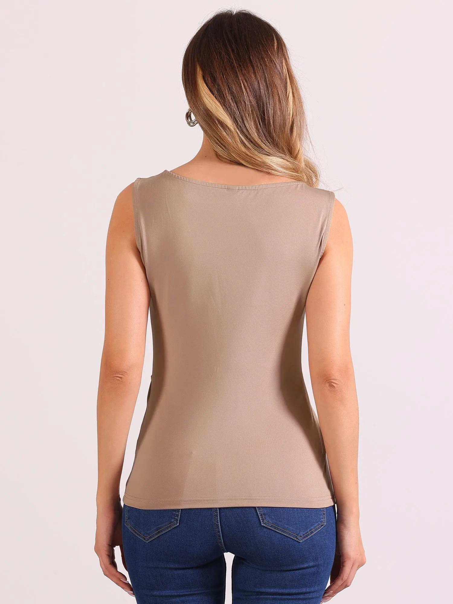 Ruched Twist Knot Casual Round Neck Sleeveless Top sold by Allegra K product image thumbnail 3