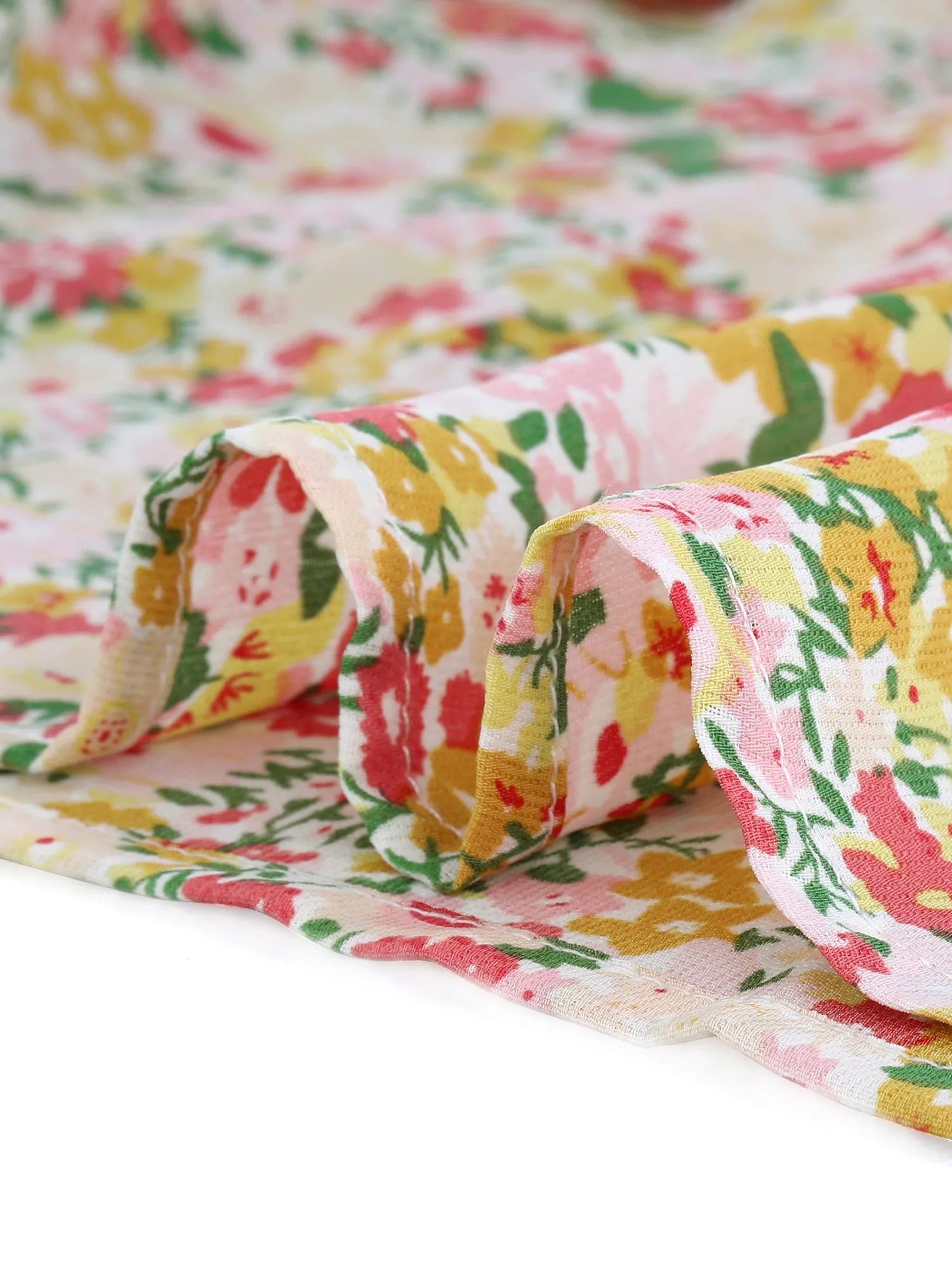 Floral Tie Back Blouse Long Sleeve Square Neck Cropped Top sold by Allegra K product image thumbnail 5