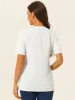 V Neck Blouses Dressy Casual Tops Button Down Shirts Business Work Short Sleeve T Shirt sold by Allegra K