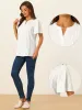 V Neck Blouses Dressy Casual Tops Button Down Shirts Business Work Short Sleeve T Shirt sold by Allegra K