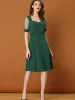 Retro Mesh Short Sleeve Sweetheart Neck 1950s Belted Dress sold by Allegra K