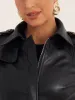 Faux Leather Lapel Slim Fit Belted Long Sleeve Zip Jacktets sold by Allegra K