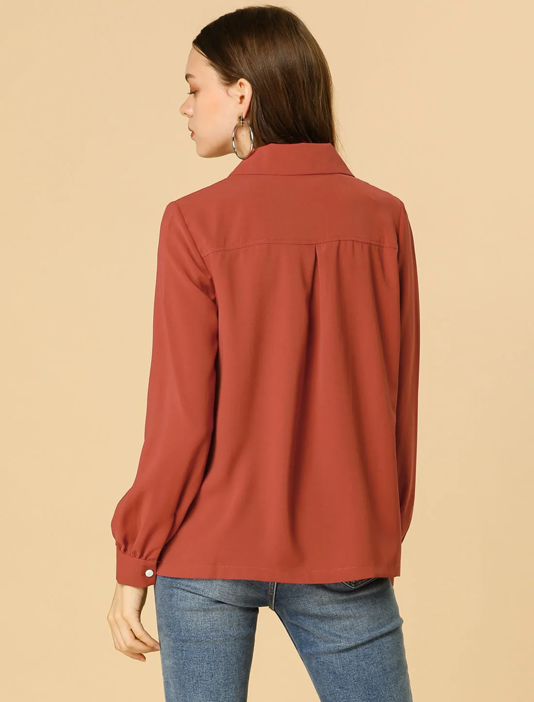 Solid Color Button Down Work Notch Lapel Collar Shirt sold by Allegra K product image thumbnail 5