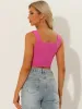 Square Neck Asymmetrical Hem Zip Front Crop Cami Tank Tops sold by Allegra K