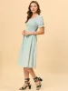 Summer Smocked Short Sleeve Floral Square Neck Flowy Midi Dress sold by Allegra K