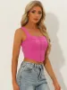 Square Neck Asymmetrical Hem Zip Front Crop Cami Tank Tops sold by Allegra K