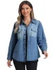 Collar Denim Button Down Long Sleeve Oversized Casual Jean Jackets sold by Allegra K