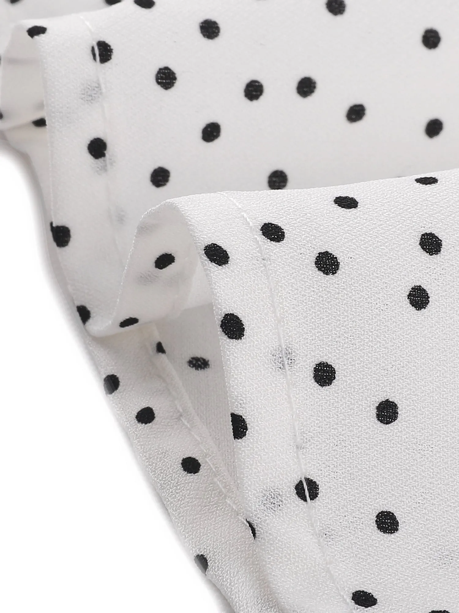 Polka Dot Puff Short Sleeve Half Placket Mesh A-Line Shirt Dress sold by Allegra K product image thumbnail 3