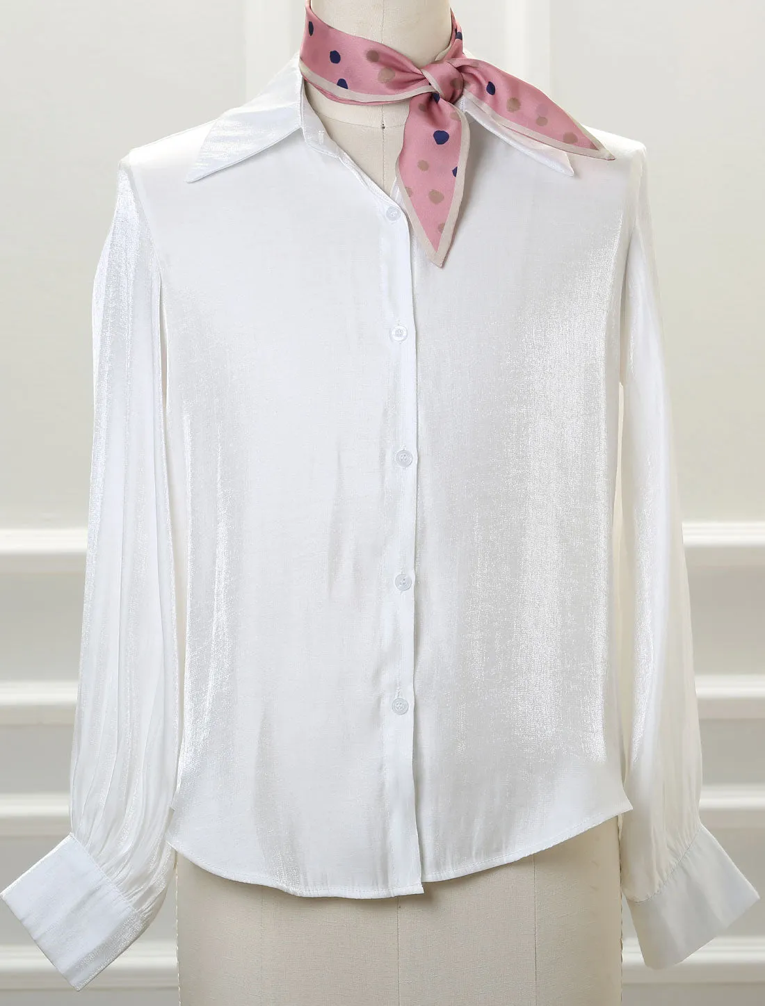 Polka Dot Skinny Scarf Sharp Neck Double-Sided Long Neckerchief sold by Allegra K product image thumbnail 2