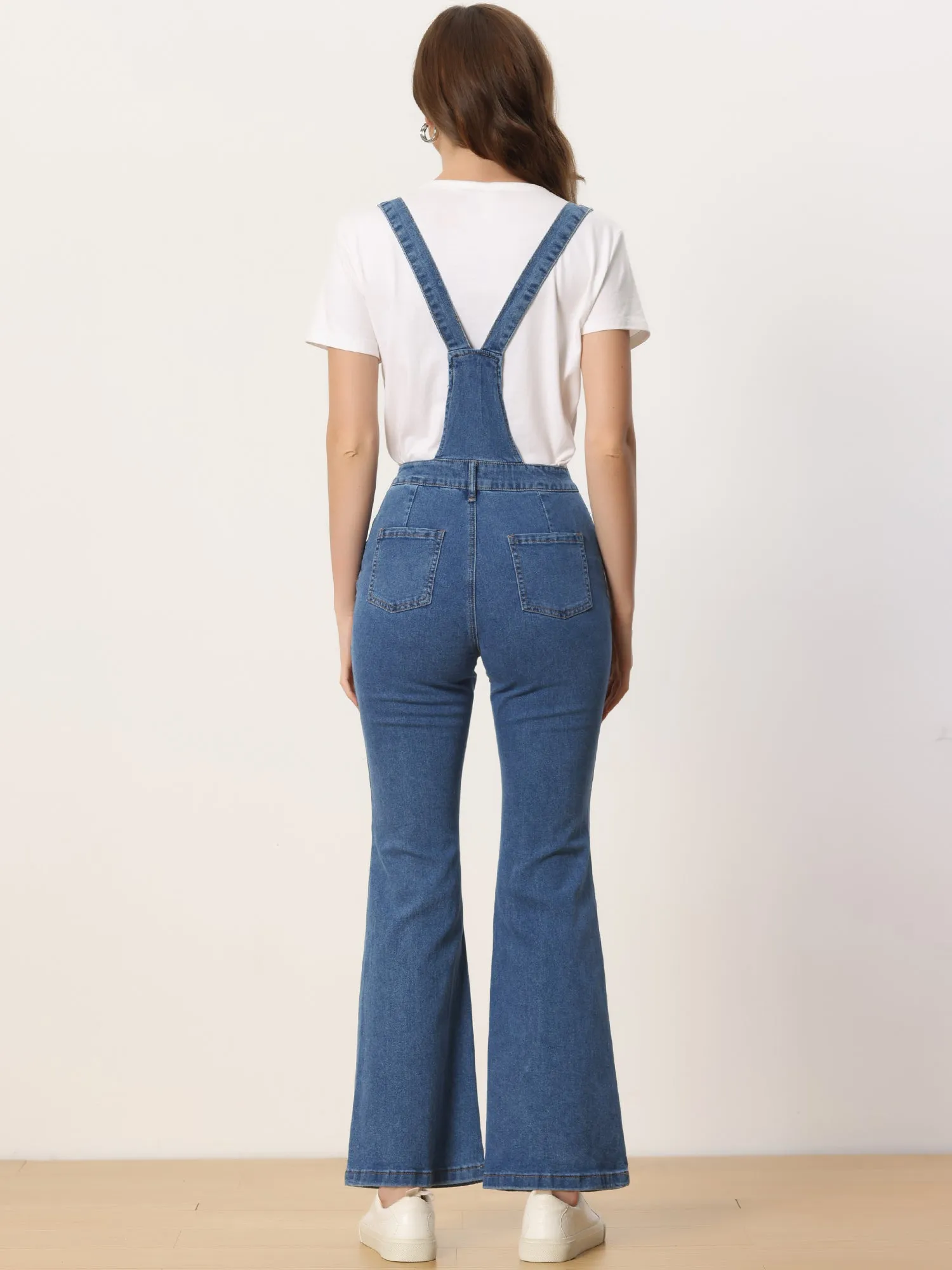 Casual Denim Jumpsuits V Neck Zip Up Bell Bottom Jeans Overall sold by Allegra K product image thumbnail 3