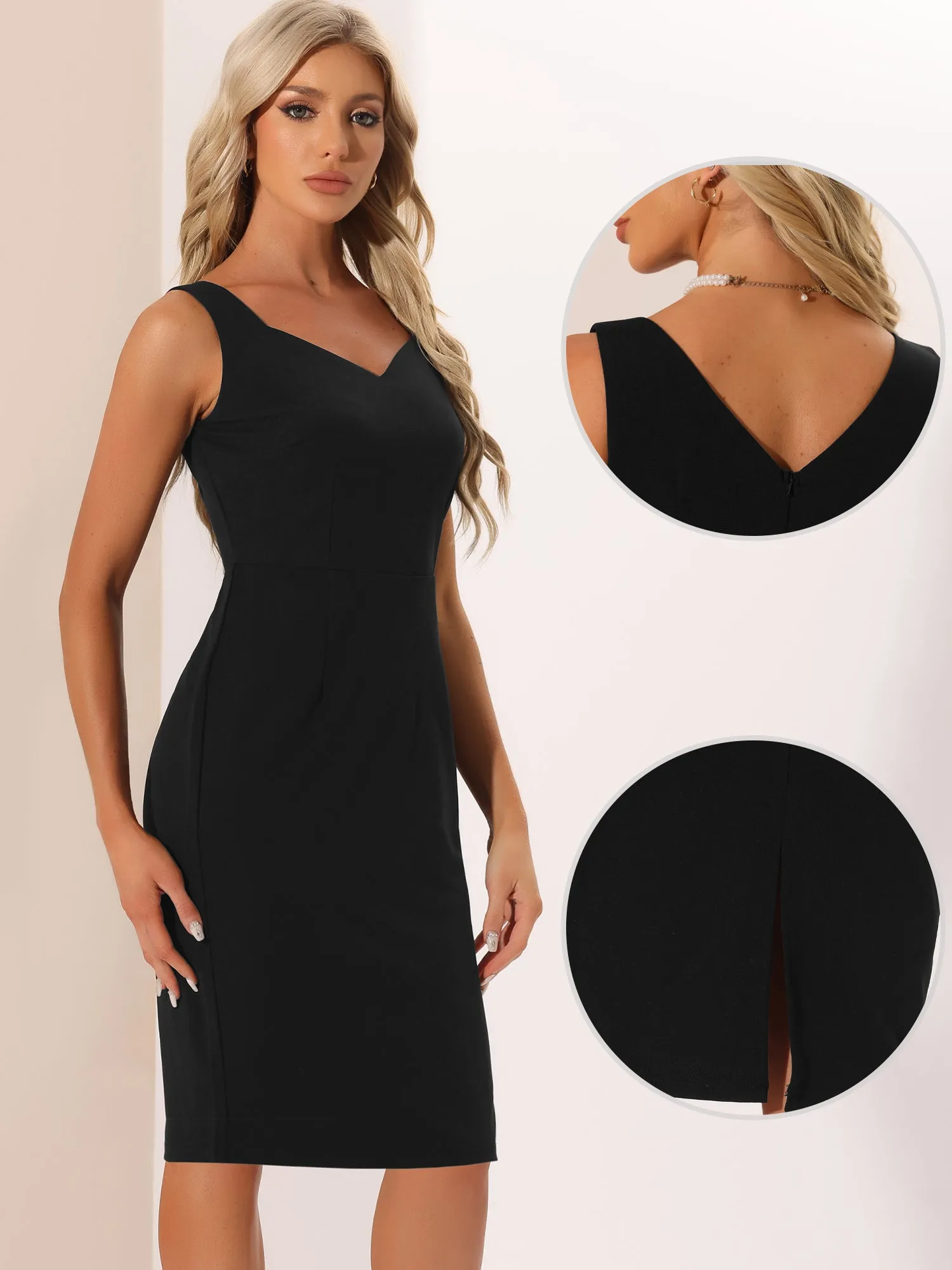 Cocktail Sheath Elegant Sweetheart Neck Sleeveless Bodycon Pencil Dress sold by Allegra K product image thumbnail 2