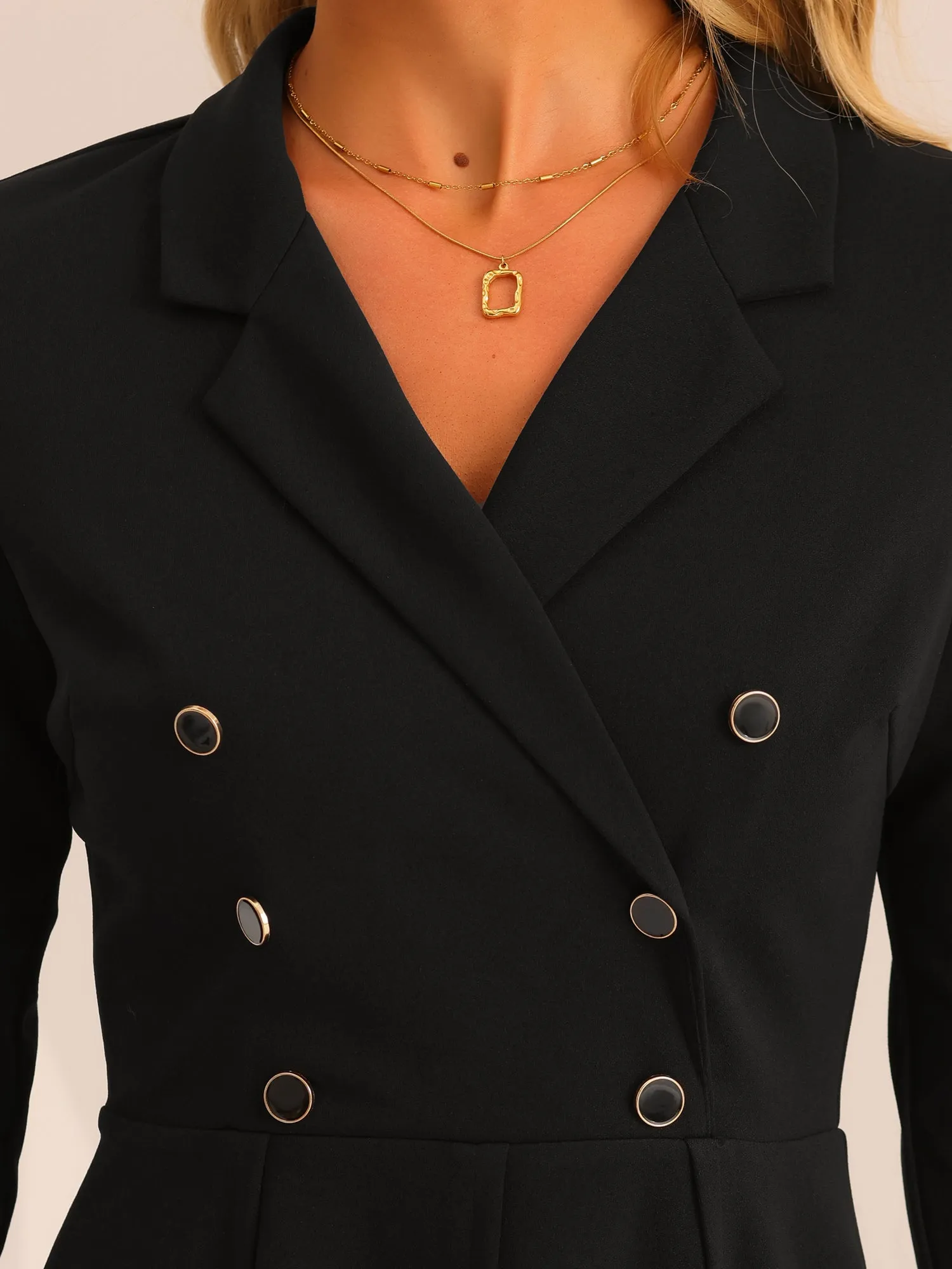 Double Breasted Dress Notched Lapel Half Sleeve Business Blazer Dress sold by Allegra K product image thumbnail 4