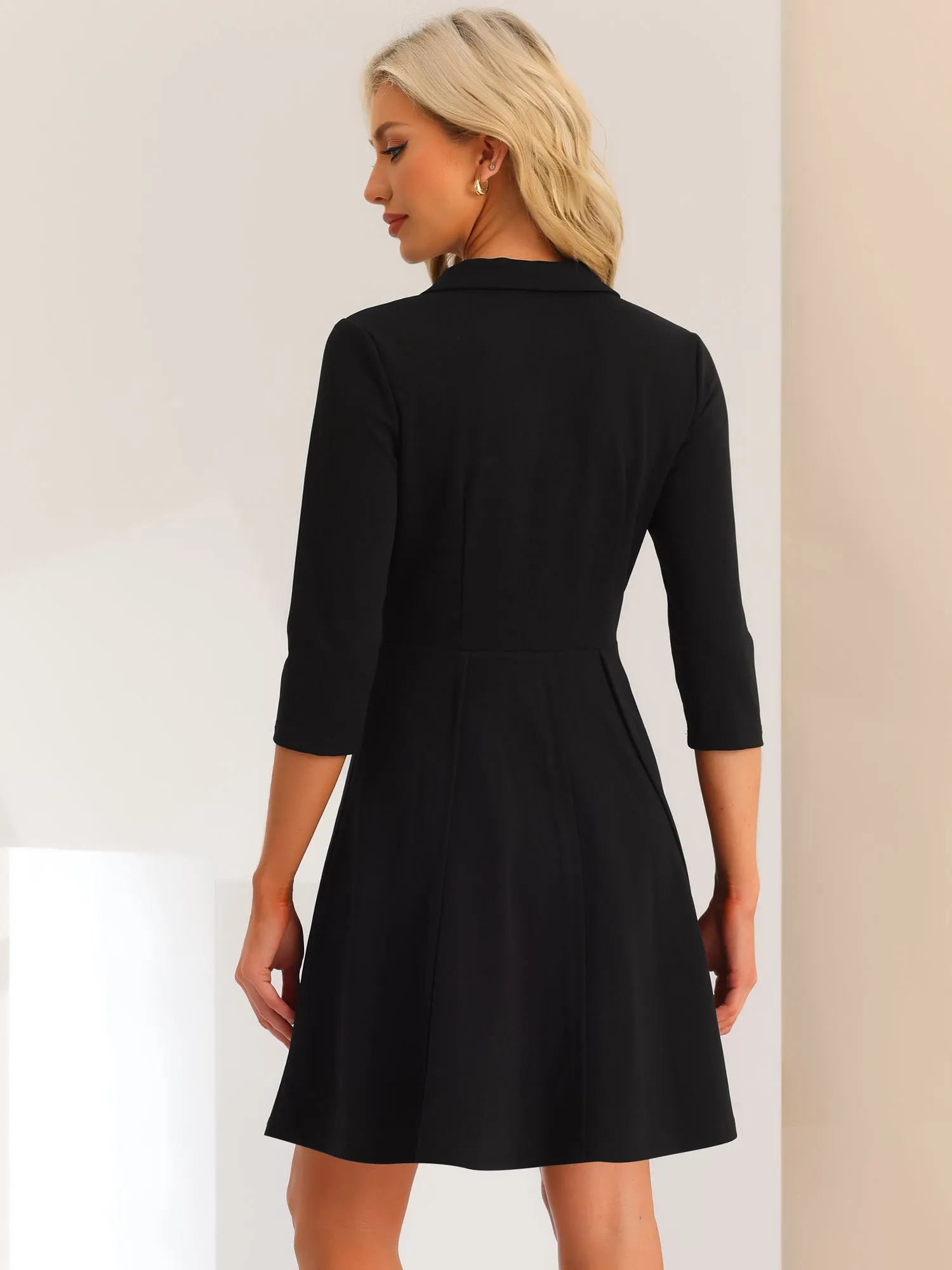 Double Breasted Dress Notched Lapel Half Sleeve Business Blazer Dress sold by Allegra K product image thumbnail 3