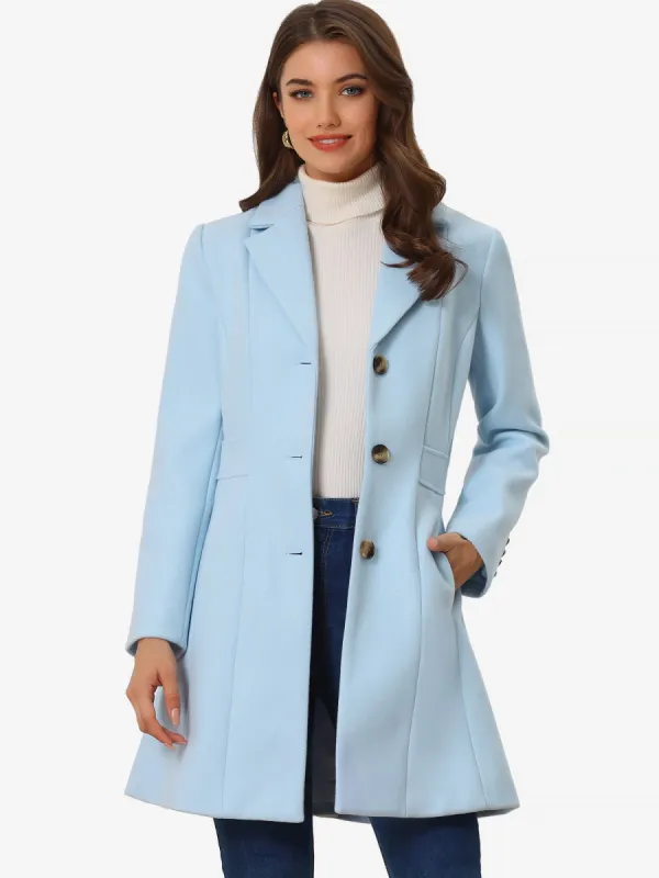 Single Breasted Notched Lapel Outerwear Winter Coats sold by Allegra K
