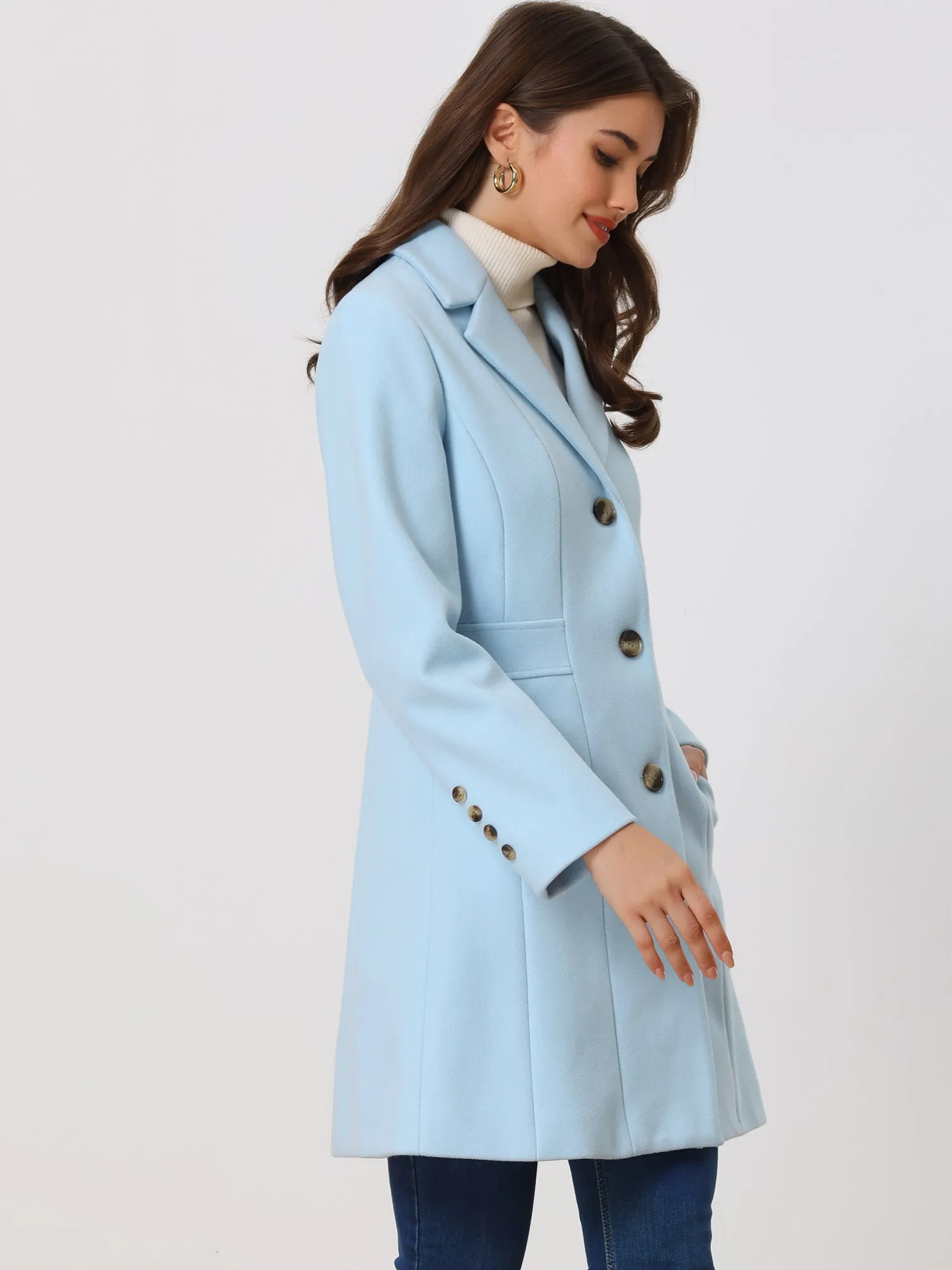 Single Breasted Notched Lapel Outerwear Winter Coats sold by Allegra K product image thumbnail 2