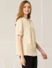 Work Office Top Puff Sleeve Half Placket Ruffled Shirt Blouse sold by Allegra K