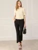 Work Office Top Puff Sleeve Half Placket Ruffled Shirt Blouse sold by Allegra K