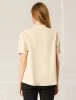 Work Office Top Puff Sleeve Half Placket Ruffled Shirt Blouse sold by Allegra K