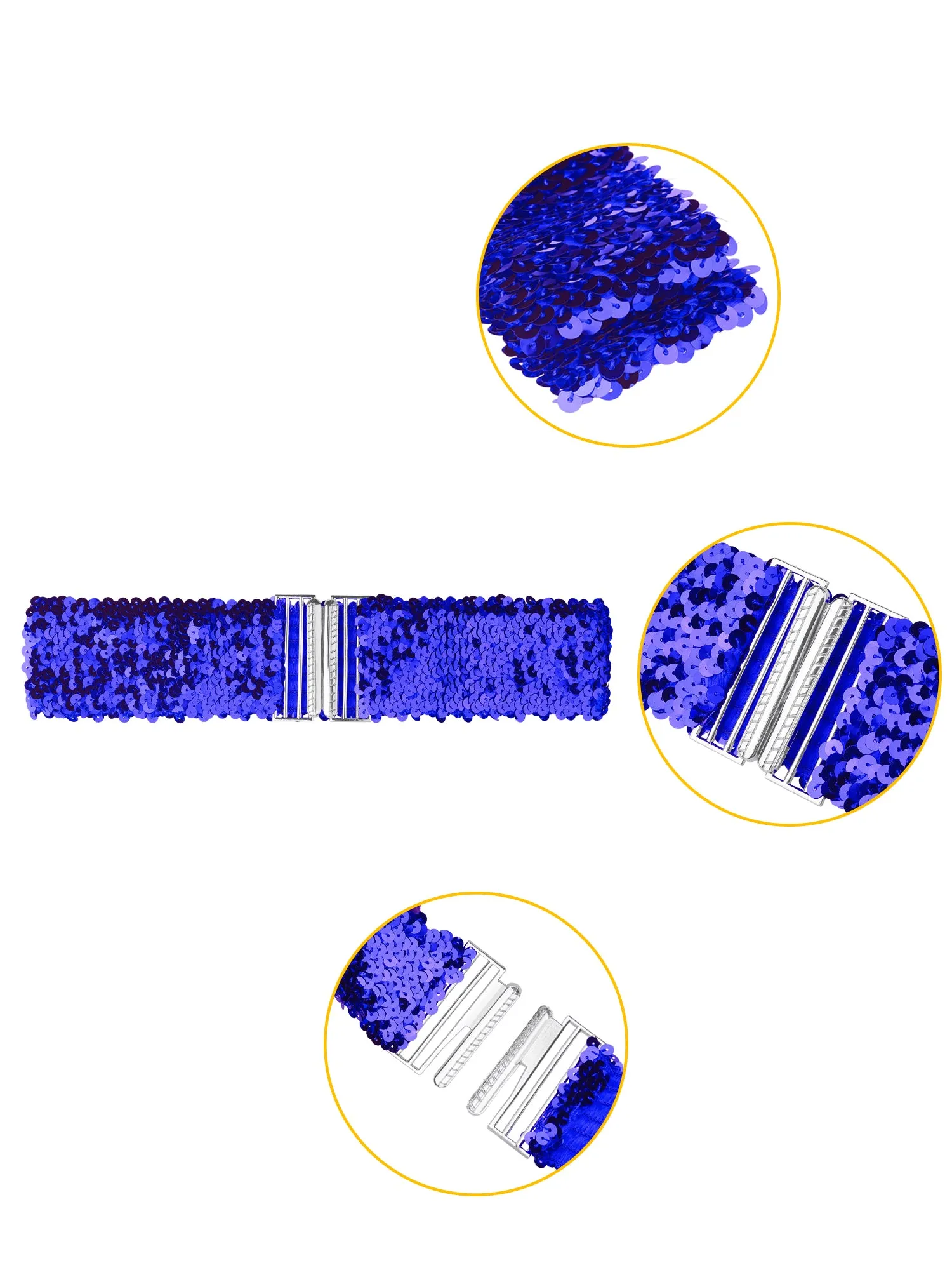 Ladies Stretchy Wide Waist Belts Interlock Buckles Shinny Sequins Decor Belts for Dresses sold by Allegra K product image thumbnail 2