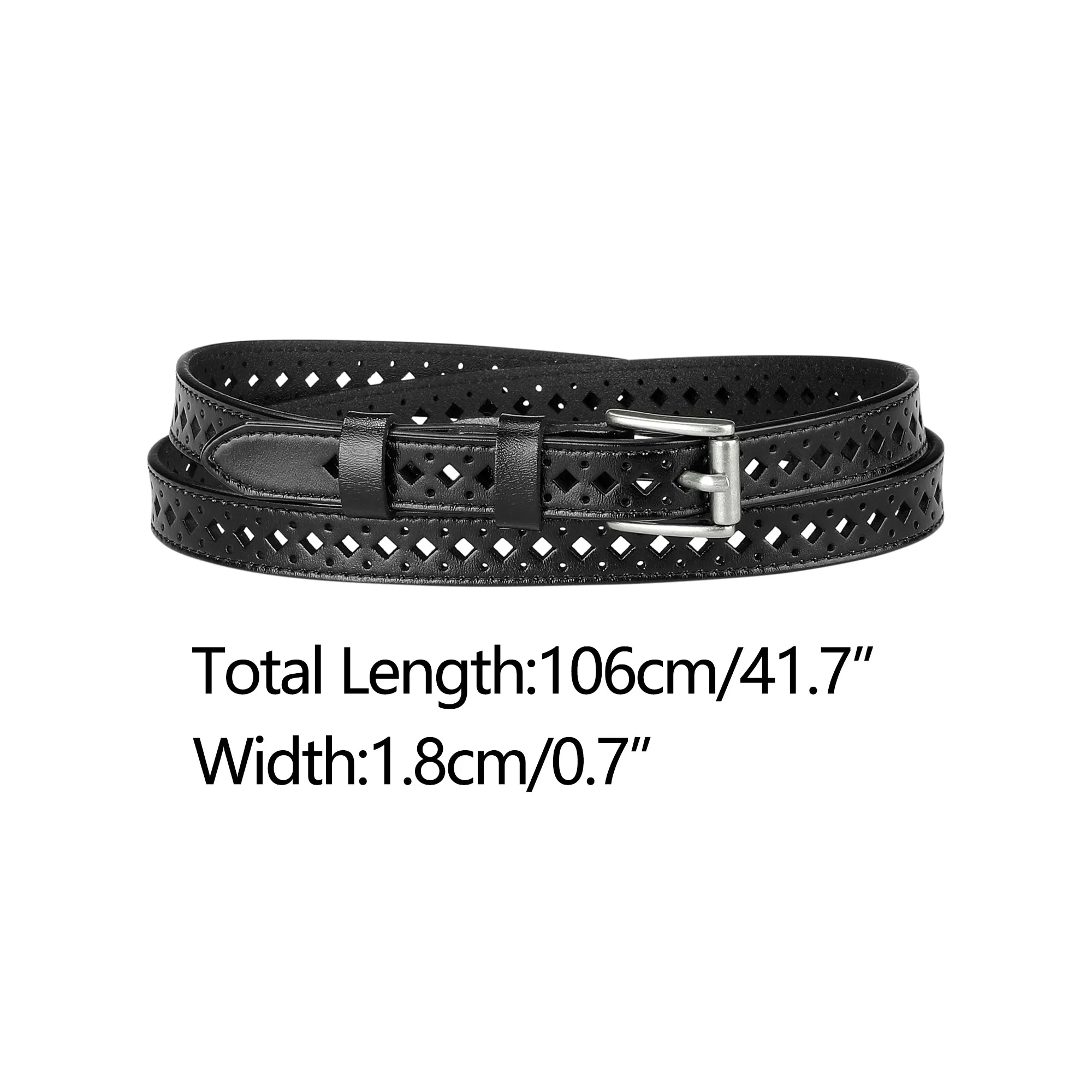 Skinny Leather Hollow-out Thin Waist Jeans Dress Belts sold by Allegra K product image thumbnail 3