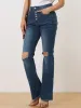 High Waist Button Up Ripped Flare Jeans Fitted Denim Bell Pants sold by Allegra K