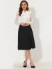 High Waist Solid Color Office Below Knee Flared Skirt sold by Allegra K