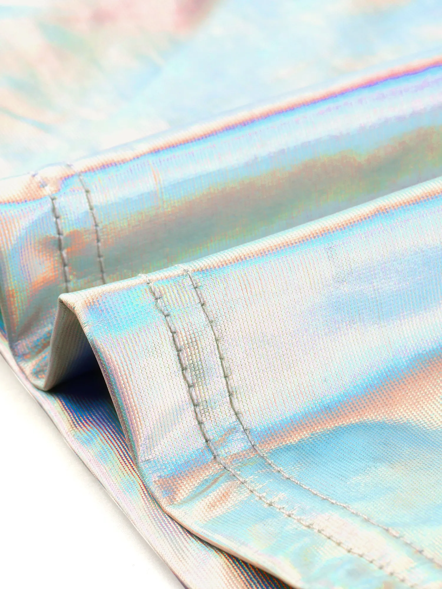 Sparkle Party Tops Short Sleeve Mock Neck Metallic Crop Top sold by Allegra K product image thumbnail 5