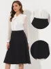 High Waist Solid Color Office Below Knee Flared Skirt sold by Allegra K