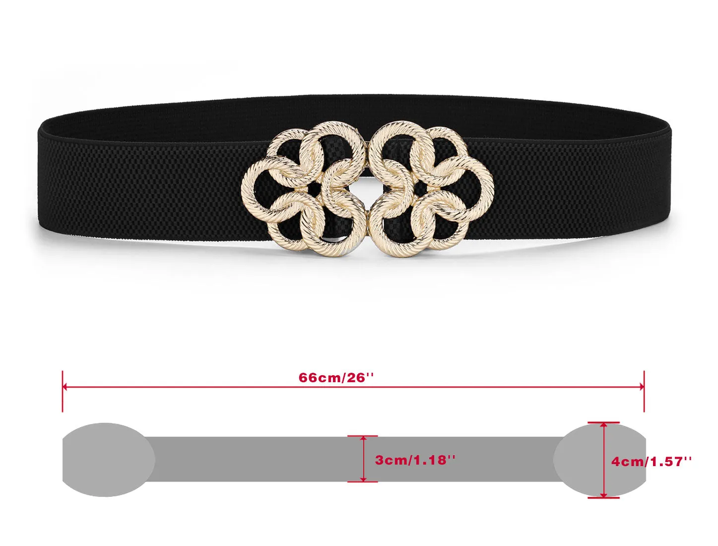 Women Wide Elastic Waist Belt Cinch with Gold Metal Interlock Buckle sold by Allegra K product image thumbnail 3