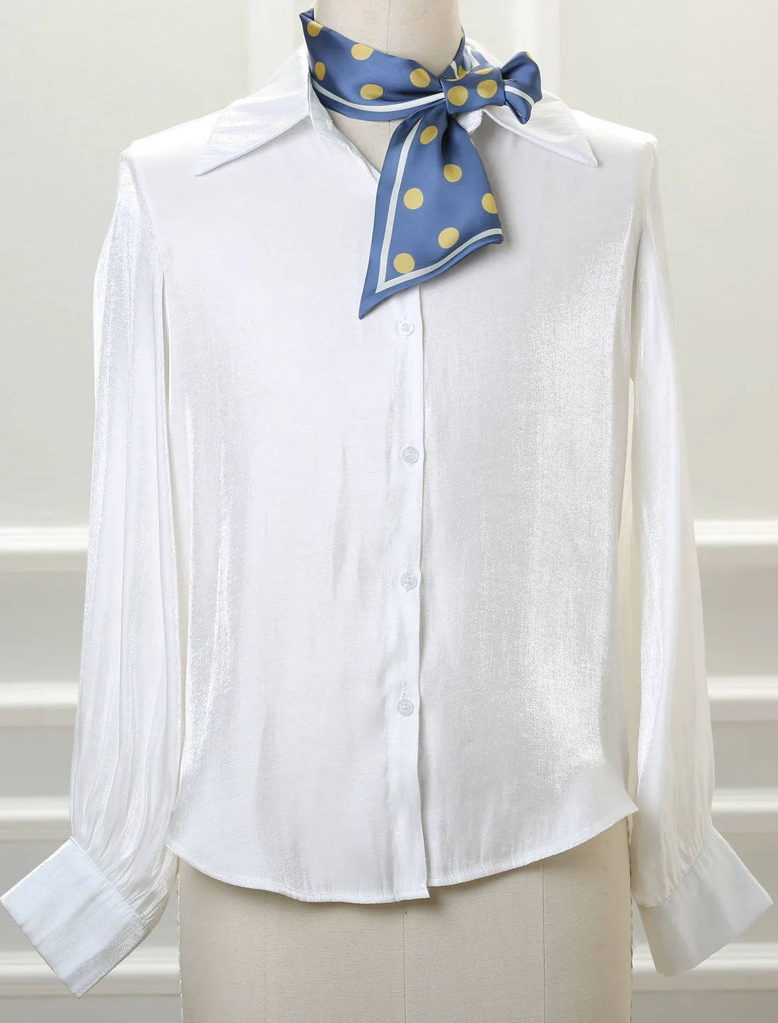 Polka Dot Bevel Small Skinny Scarf Oblique Double-Sided Neckerchief sold by Allegra K product image thumbnail 2