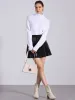 Faux Leather Elastic Waist A-line Pleated Mini Skirt sold by Allegra K
