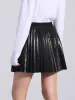 Faux Leather Elastic Waist A-line Pleated Mini Skirt sold by Allegra K