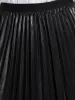Faux Leather Elastic Waist A-line Pleated Mini Skirt sold by Allegra K