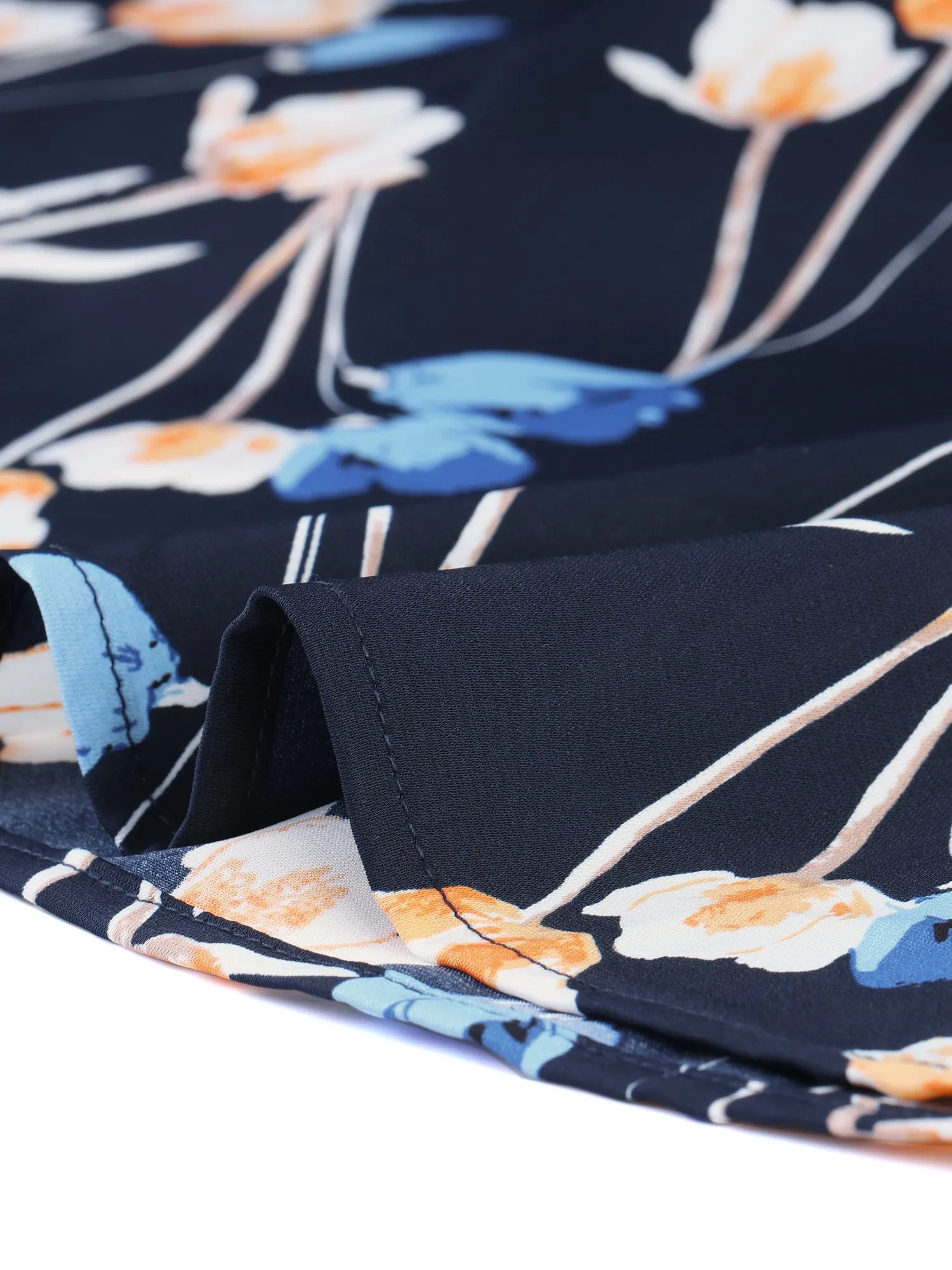 Blouse Business Casual Long Sleeve Mock Neck Floral Top sold by Allegra K product image thumbnail 4