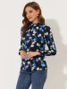 Blouse Business Casual Long Sleeve Mock Neck Floral Top sold by Allegra K