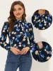 Blouse Business Casual Long Sleeve Mock Neck Floral Top sold by Allegra K