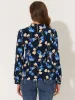 Blouse Business Casual Long Sleeve Mock Neck Floral Top sold by Allegra K