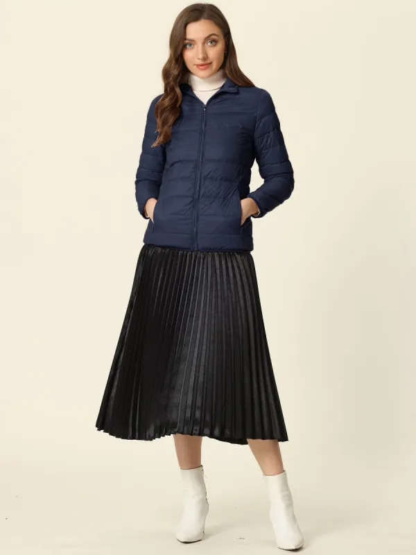 Hooded Packable Long Sleeve Zip Up Down Winter Lightweight Jacket sold by Allegra K