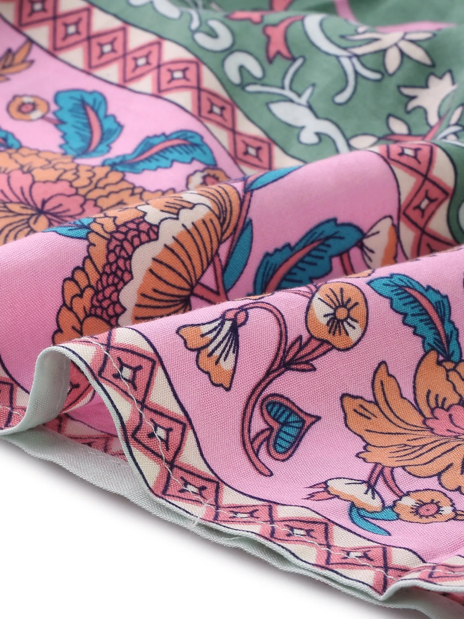 Boho Floral Off Shoulder Puff Sleeves Maxi Smocked Dress sold by Allegra K product image thumbnail 4