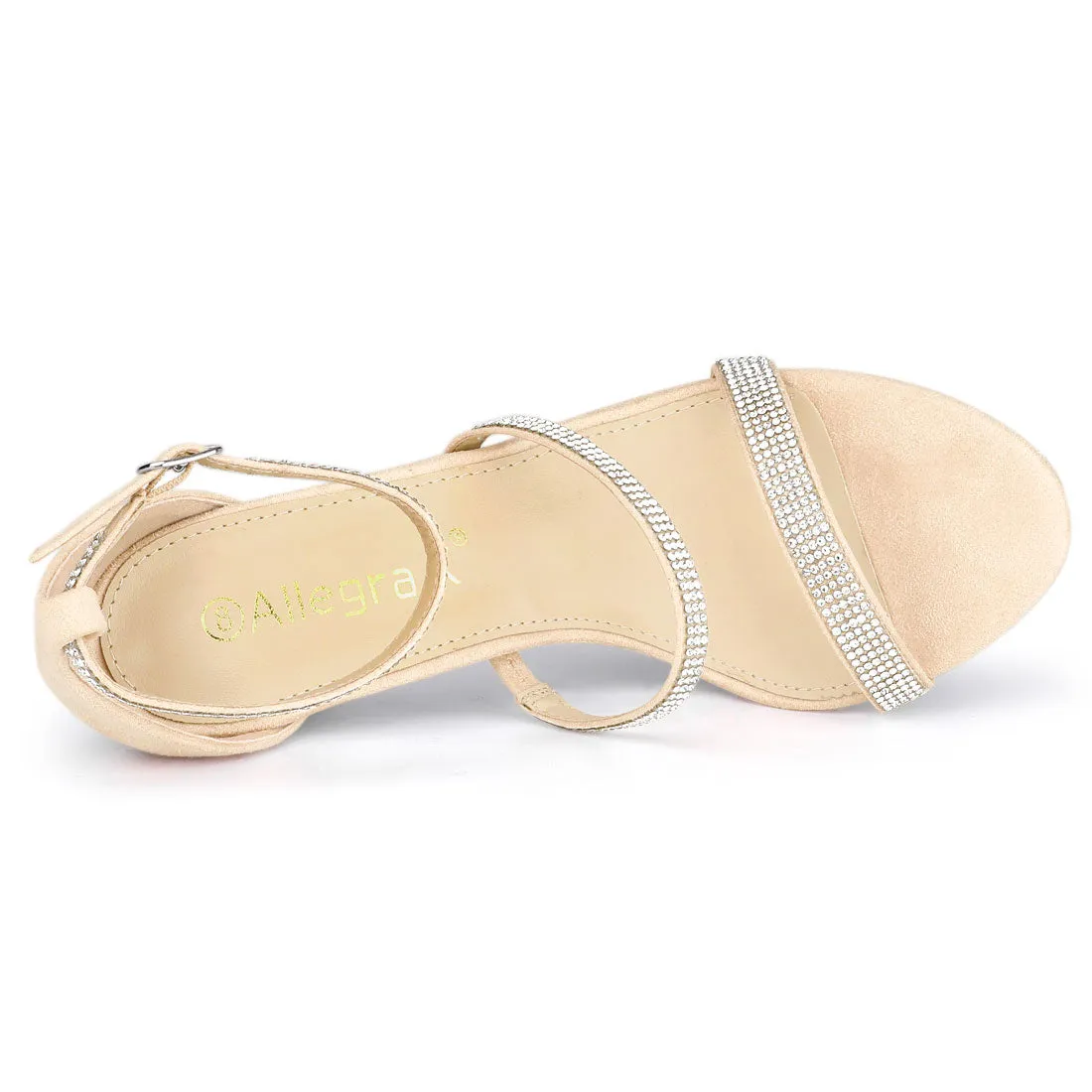 Faux Suede Strappy Ankle Strap Rhinestone Heel Sandals sold by Allegra K product image thumbnail 5