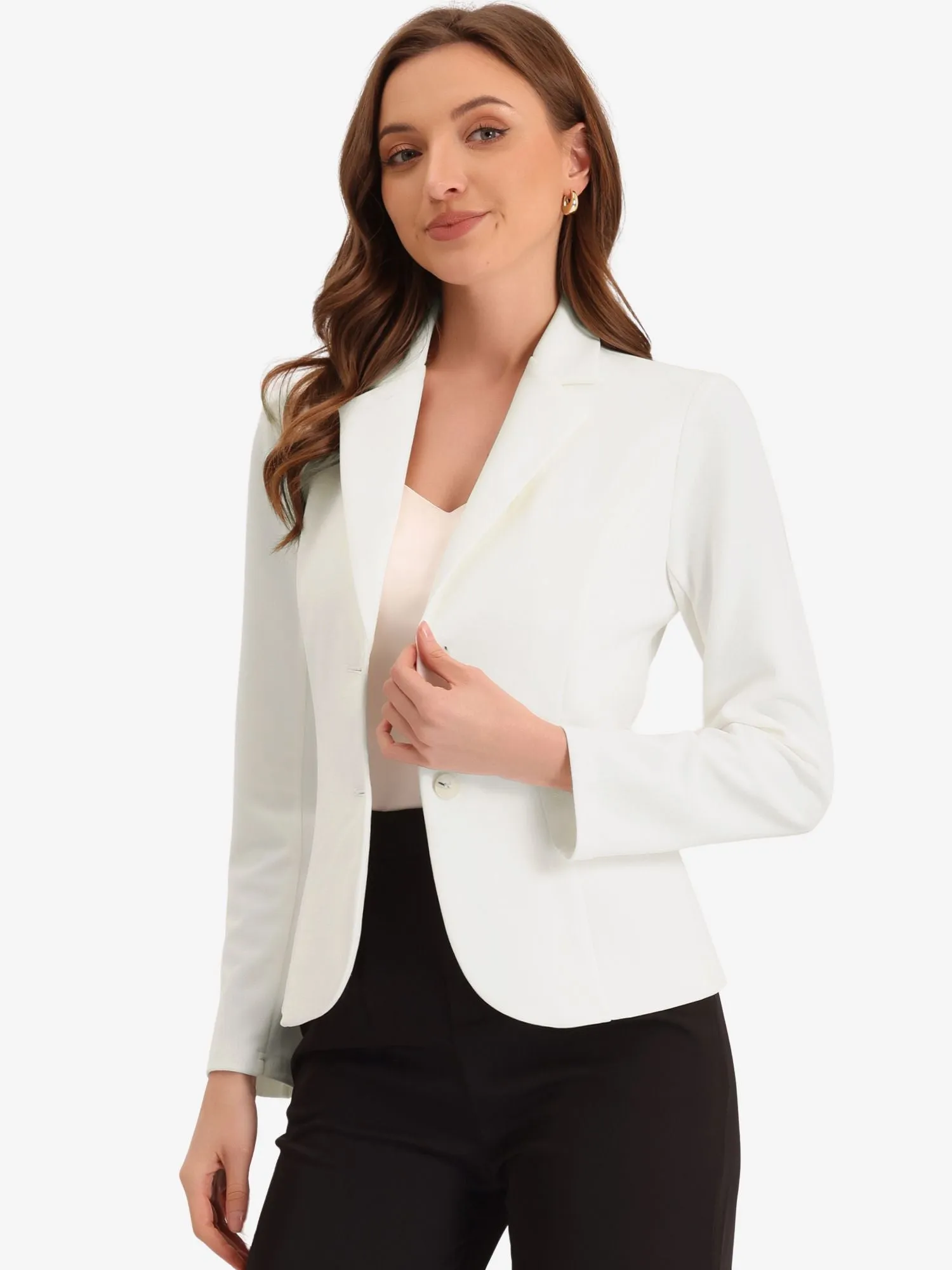 Notched Lapel Collar Stretch Work Office Jacket Blazer sold by Allegra K