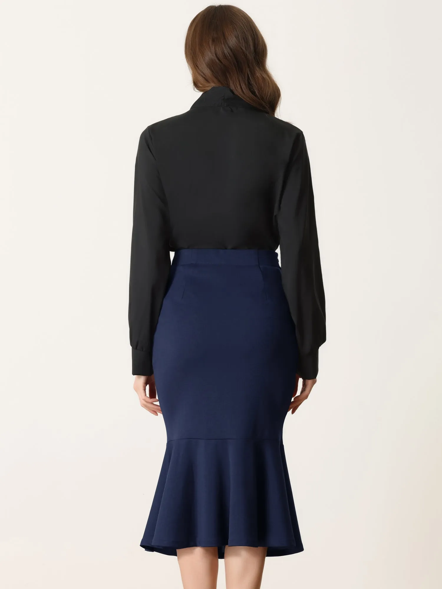 High Waist Elegant Button Decor Stretch Mermaid Midi Skirt sold by Allegra K product image thumbnail 3