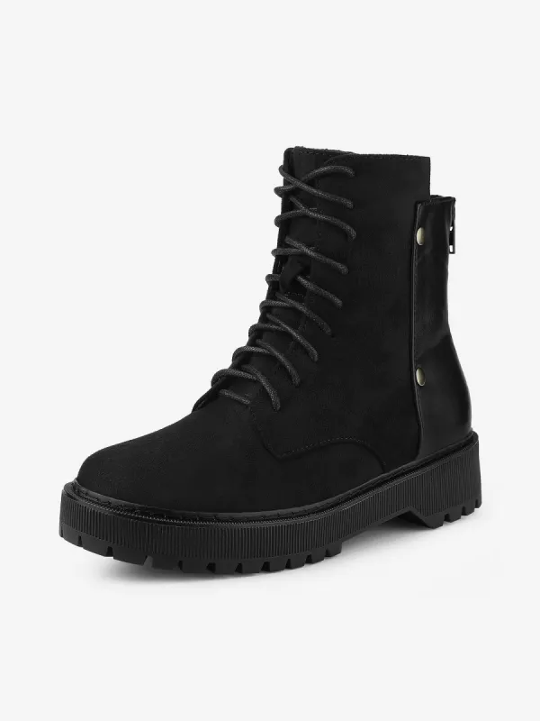 Round Toe Lace Up Side Zipper Platform Combat Boots sold by Allegra K