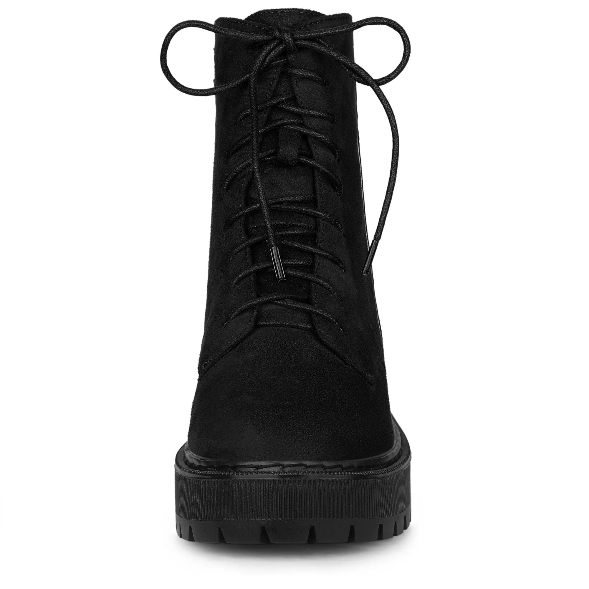 Round Toe Lace Up Side Zipper Platform Combat Boots sold by Allegra K product image thumbnail 3